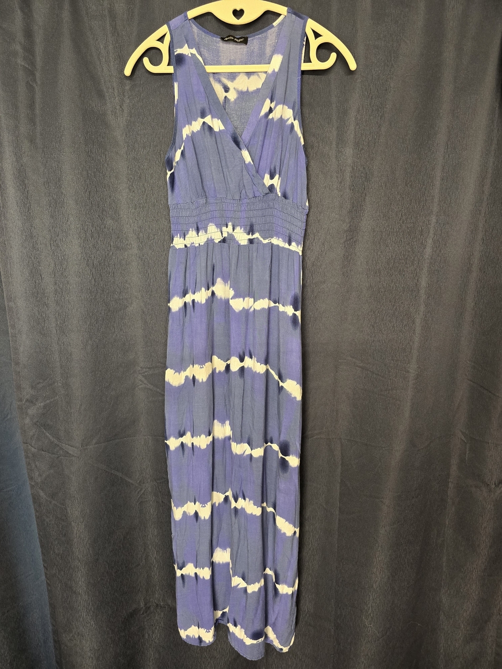 Blue Tie-Dye Maxi Dress Boho Beach Bathing Suit Cover-Up Summer Vibes Small